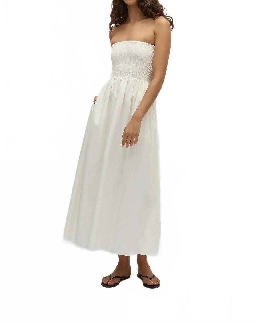 NEW FAITHFULL THE BRAND jamie midi dress in white